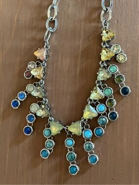 Elegant fashion jewelry necklace statement piece! Great colors muted blue green!